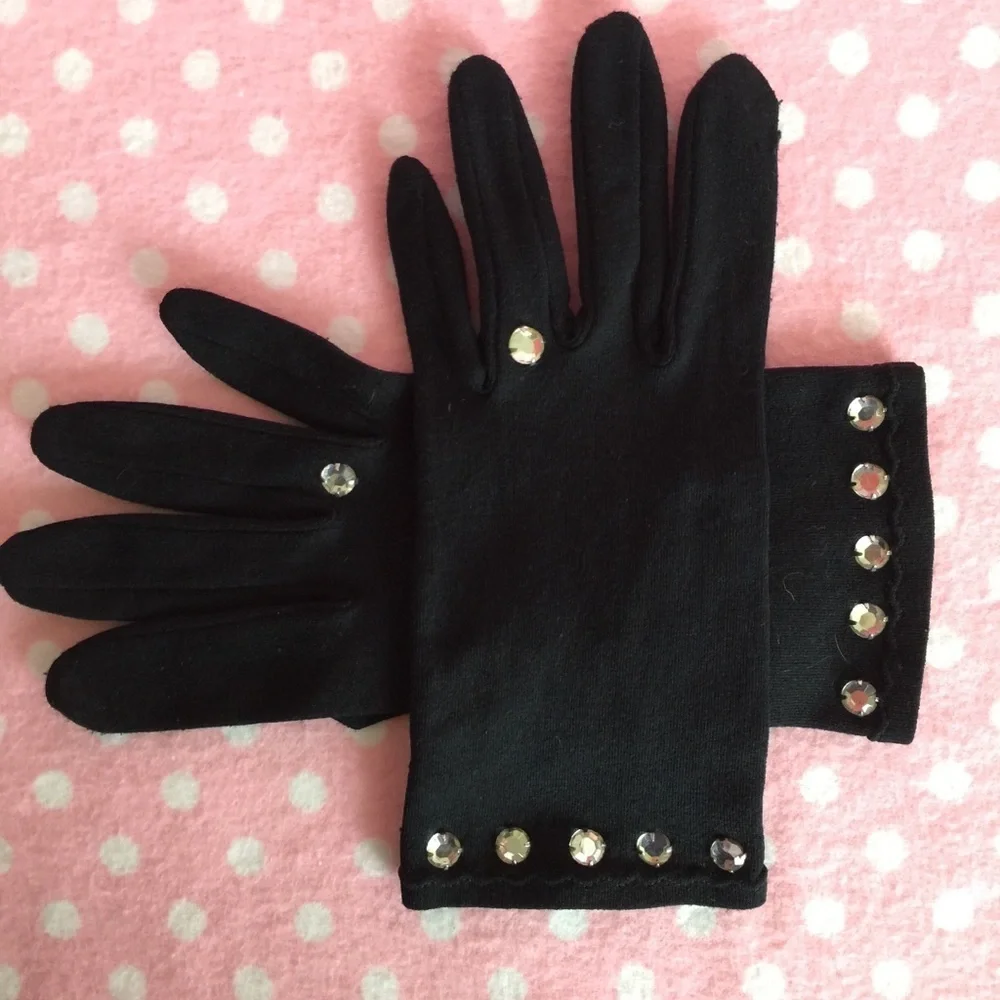 Vintage 80’s nylon rhinestone gloves NWOT
